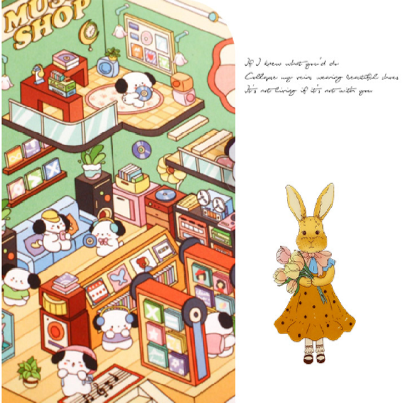 RetroStory Cartoon 3d three-dimensional large-size scene stickers, diy children's handmade decoration creative hand account landscaping stickers