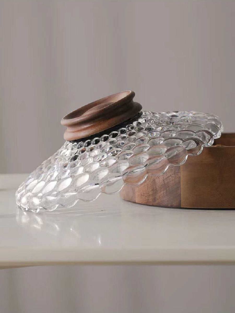 MYZD Black walnut dried fruit storage box, 4 compartments with crystal lid