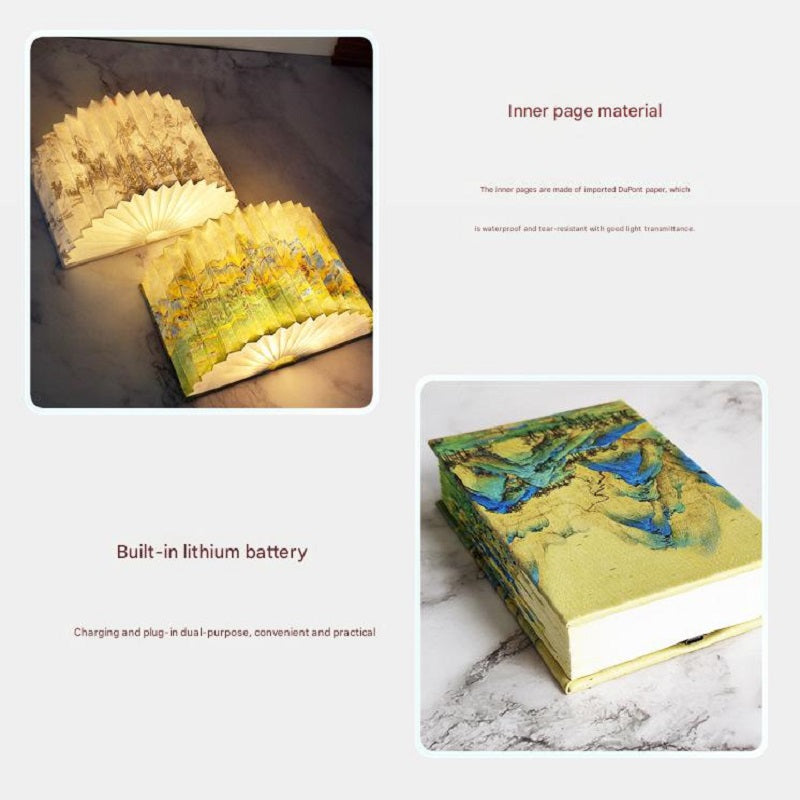 OBB OBB LED Folding Book Light with Bluetooth Speaker, Rechargeable Battery, Voice Control, Phone Control, Timer Function, Medium Size, Gift