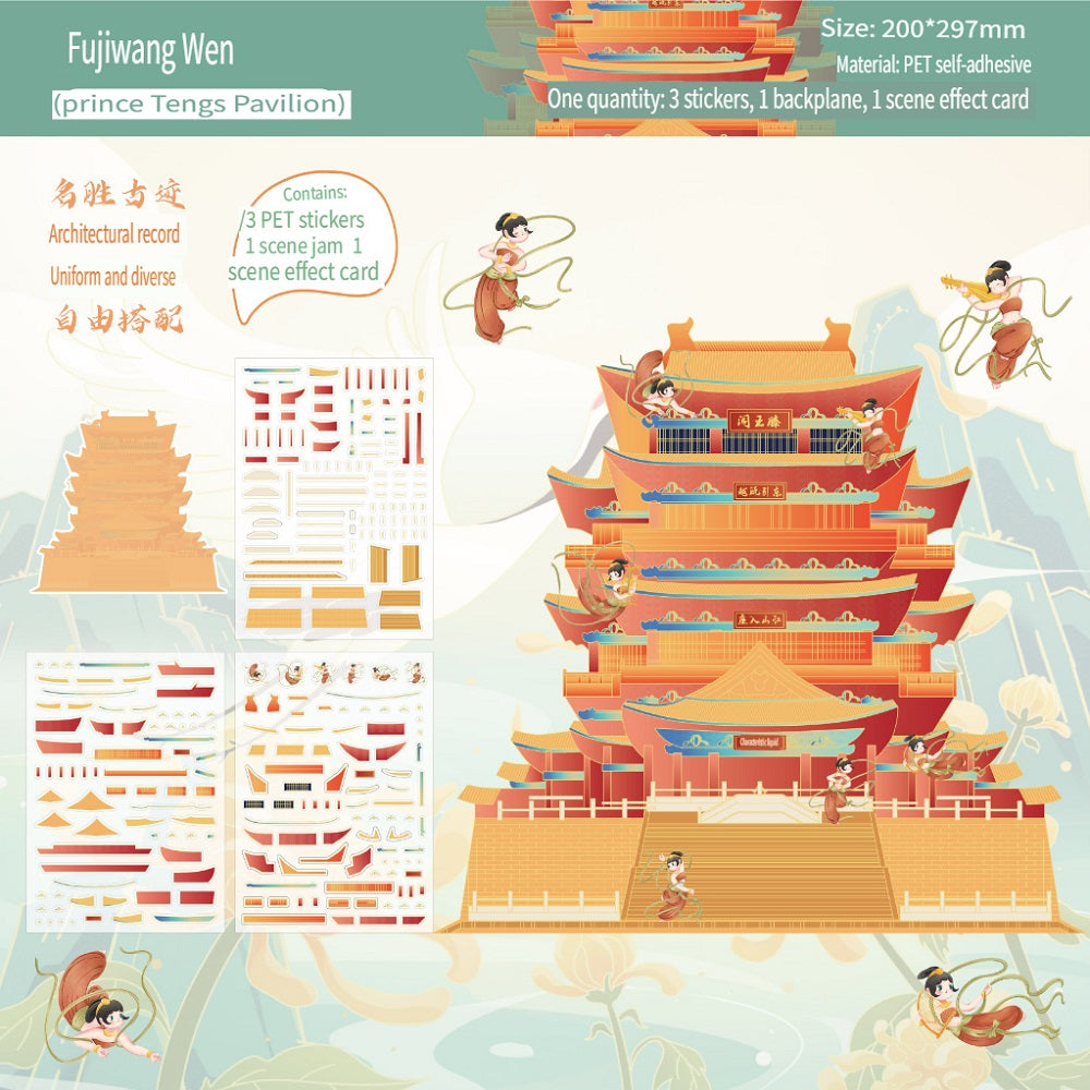 RetroStory Cartoon 3d three-dimensional large-size scene stickers, diy children's handmade decoration creative hand account landscaping stickers