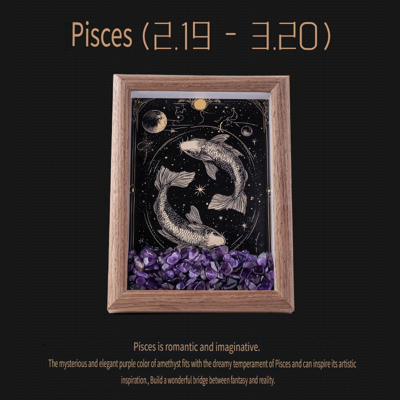 RYS Natural crystal gravel Twelve Constellations Photo frame decoration, crystal DIY hanging Artist Home Desktop Decoration