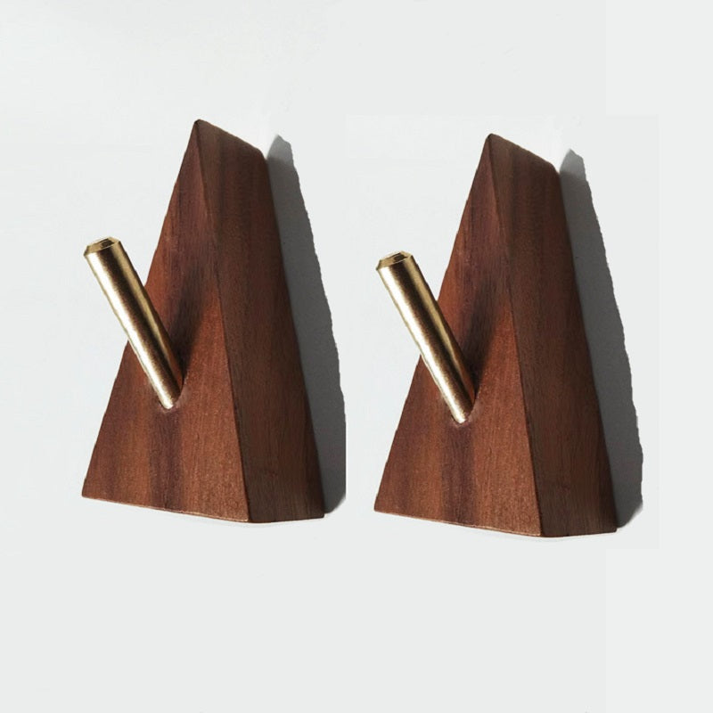 XMT Scandinavian-style solid wood hook, two installation methods, made of black walnut, beech brass, handmade