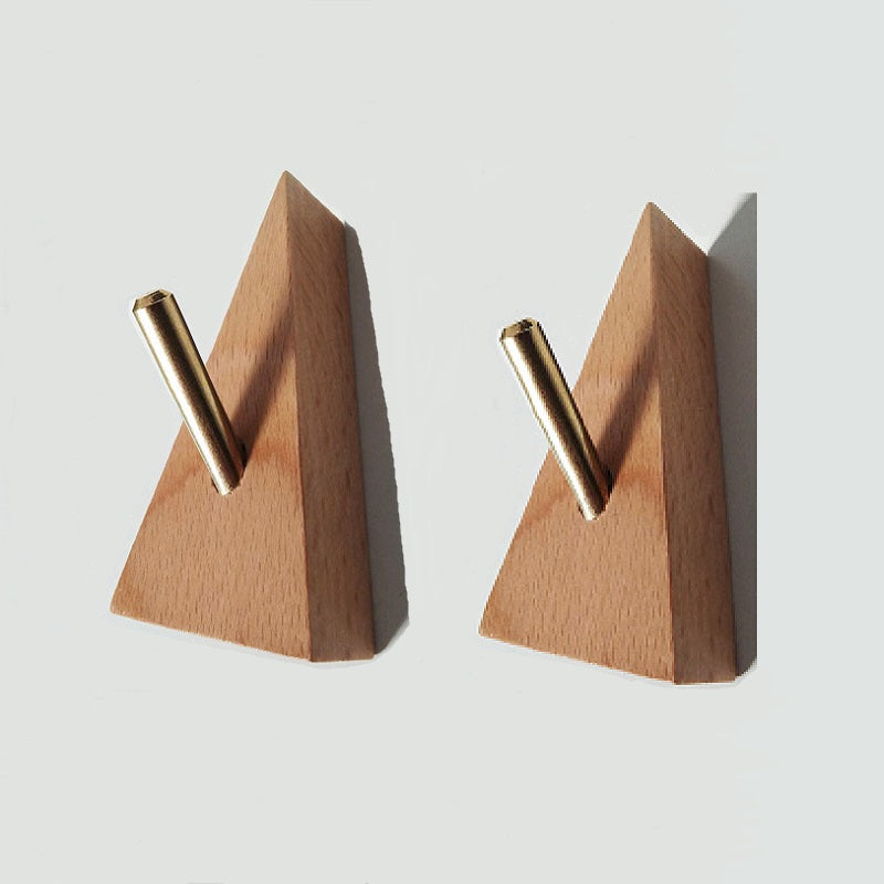XMT Scandinavian-style solid wood hook, two installation methods, made of black walnut, beech brass, handmade