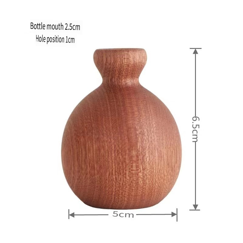 VKXK African Sabili wooden hand-made vase, solid wood flower arrangement, desktop decoration, retro handmade simple dry vase decoration