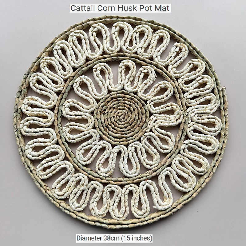 BGS Nordic pastoral style cattail corn fur hand-woven pot mat insulation pad