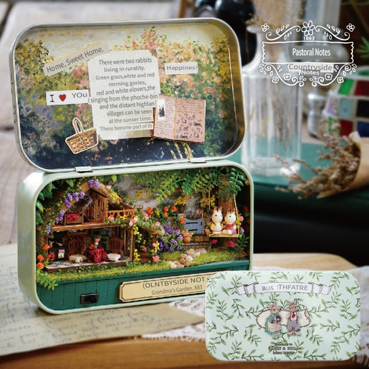 CUTE ROOM DIY box theater, hand-assembled model toys, including LED lights, brackets and dolls, gifts for children