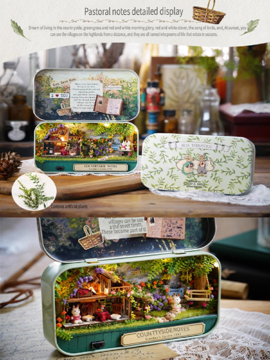 CUTE ROOM DIY box theater, hand-assembled model toys, including LED lights, brackets and dolls, gifts for children