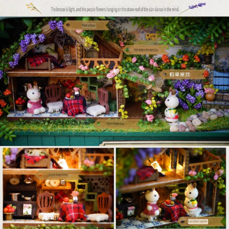 CUTE ROOM DIY box theater, hand-assembled model toys, including LED lights, brackets and dolls, gifts for children