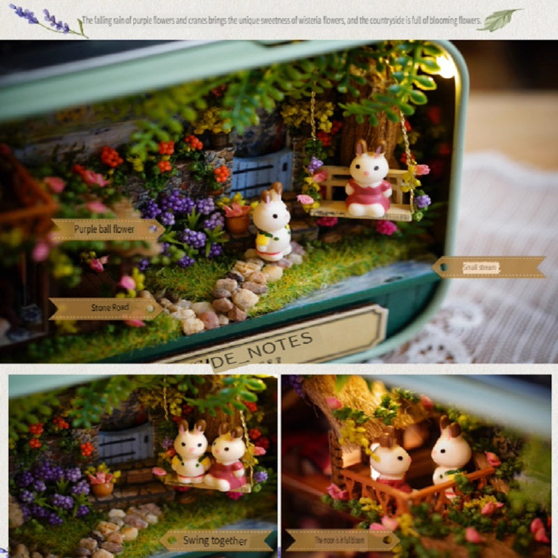 CUTE ROOM DIY box theater, hand-assembled model toys, including LED lights, brackets and dolls, gifts for children