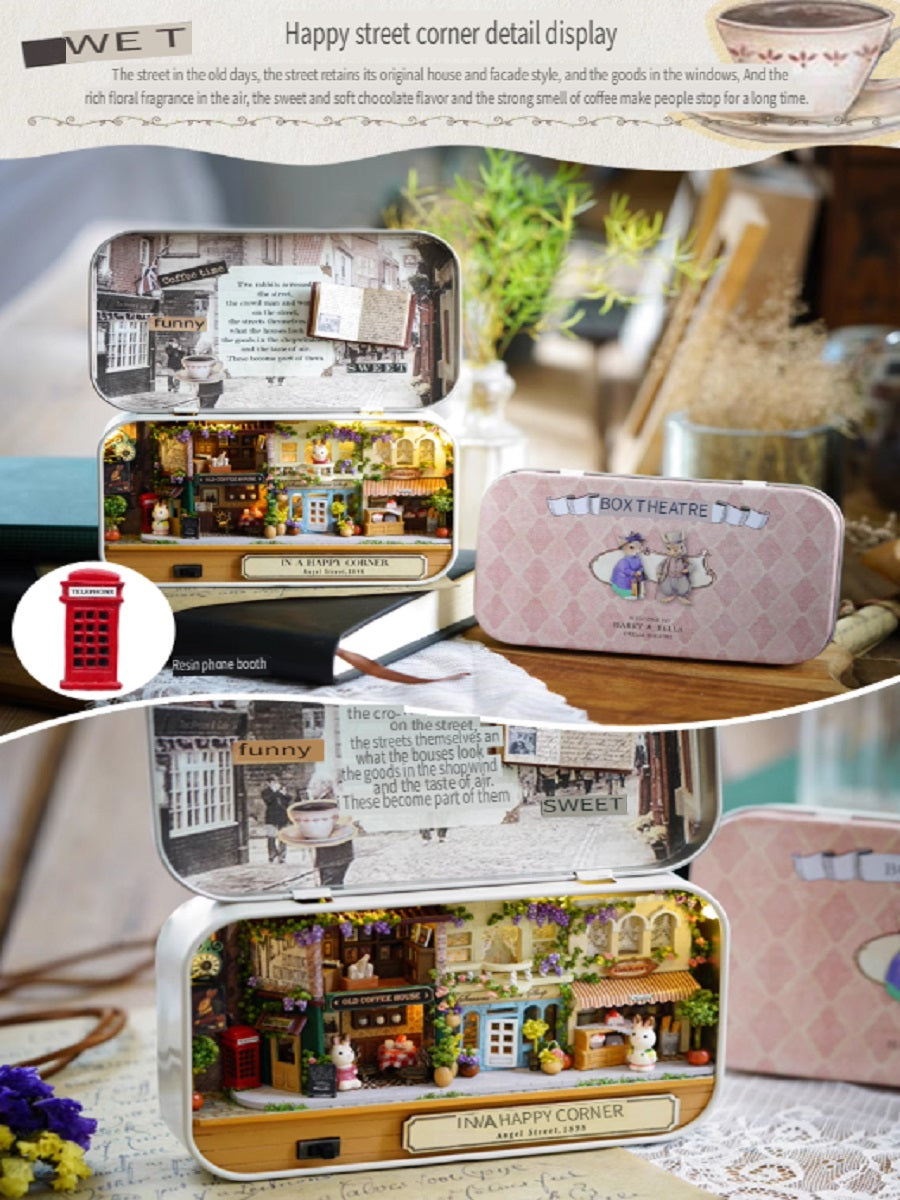 CUTE ROOM DIY box theater, hand-assembled model toys, including LED lights, brackets and dolls, gifts for children