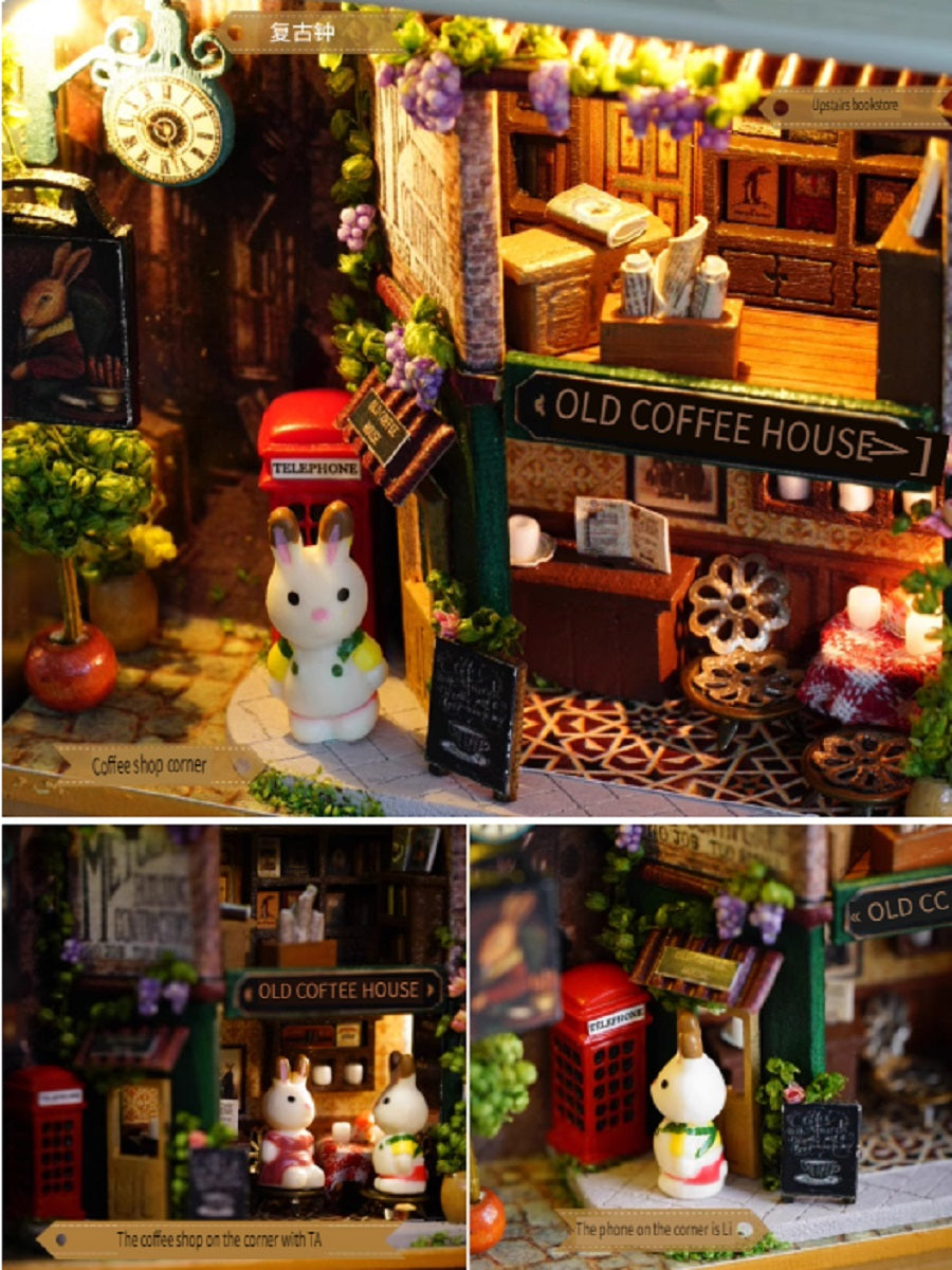 CUTE ROOM DIY box theater, hand-assembled model toys, including LED lights, brackets and dolls, gifts for children