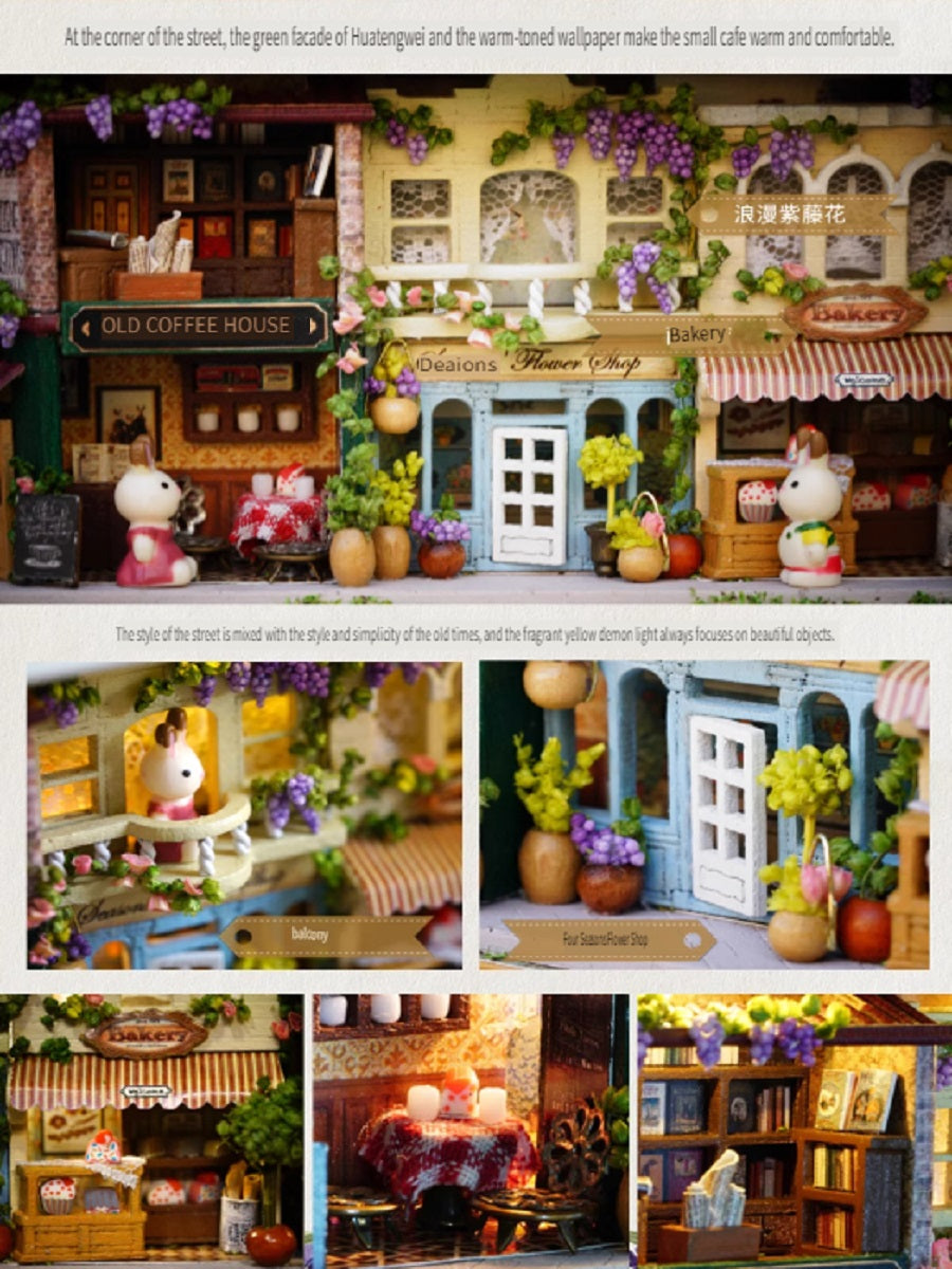 CUTE ROOM DIY box theater, hand-assembled model toys, including LED lights, brackets and dolls, gifts for children