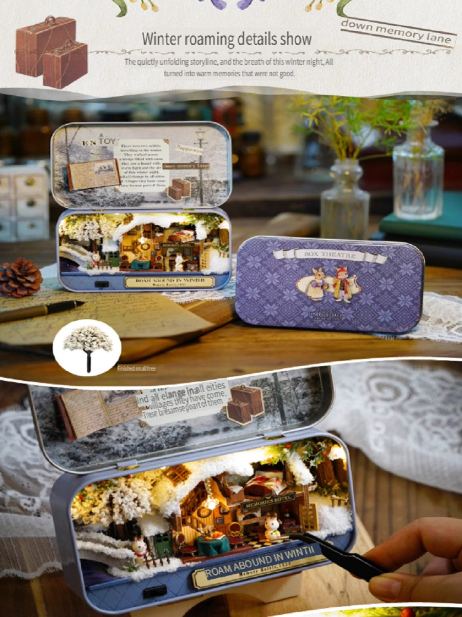 CUTE ROOM DIY box theater, hand-assembled model toys, including LED lights, brackets and dolls, gifts for children