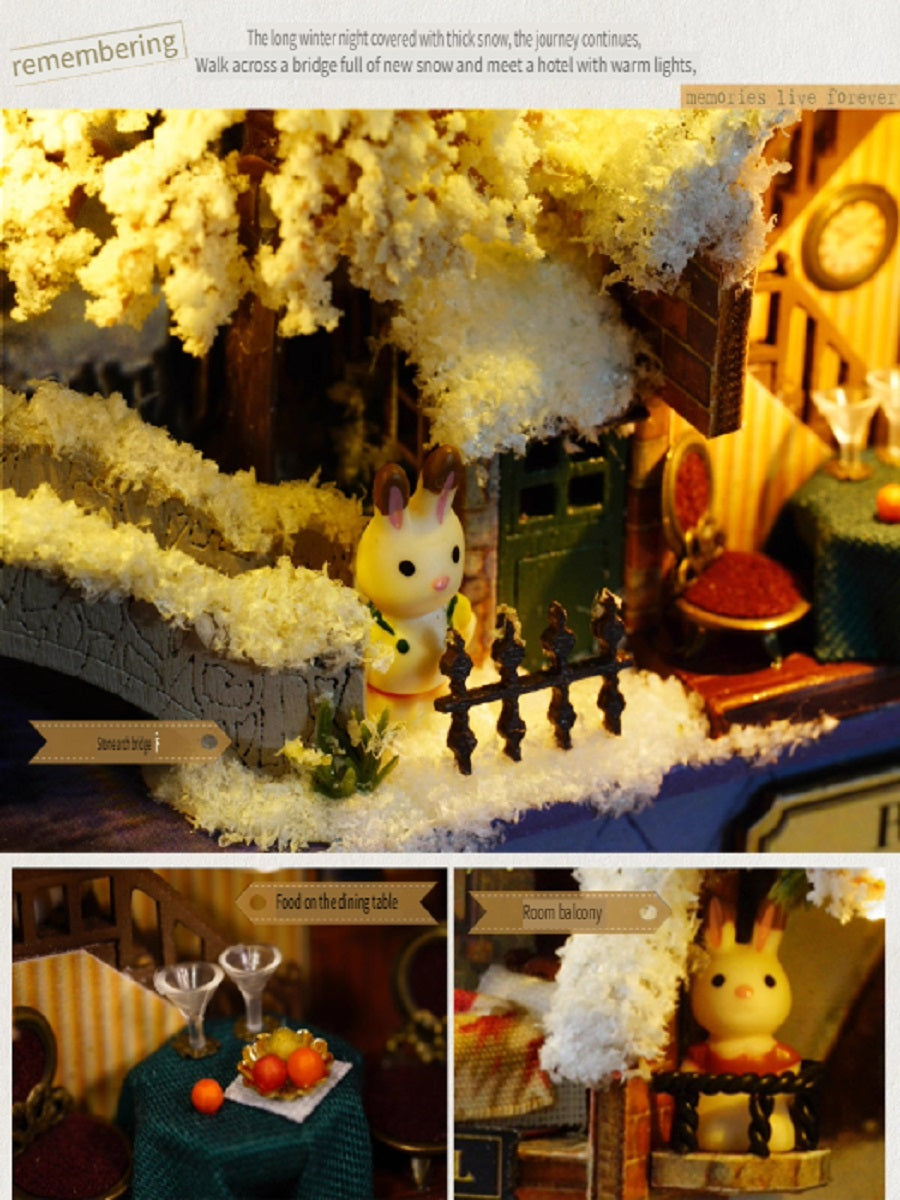 CUTE ROOM DIY box theater, hand-assembled model toys, including LED lights, brackets and dolls, gifts for children