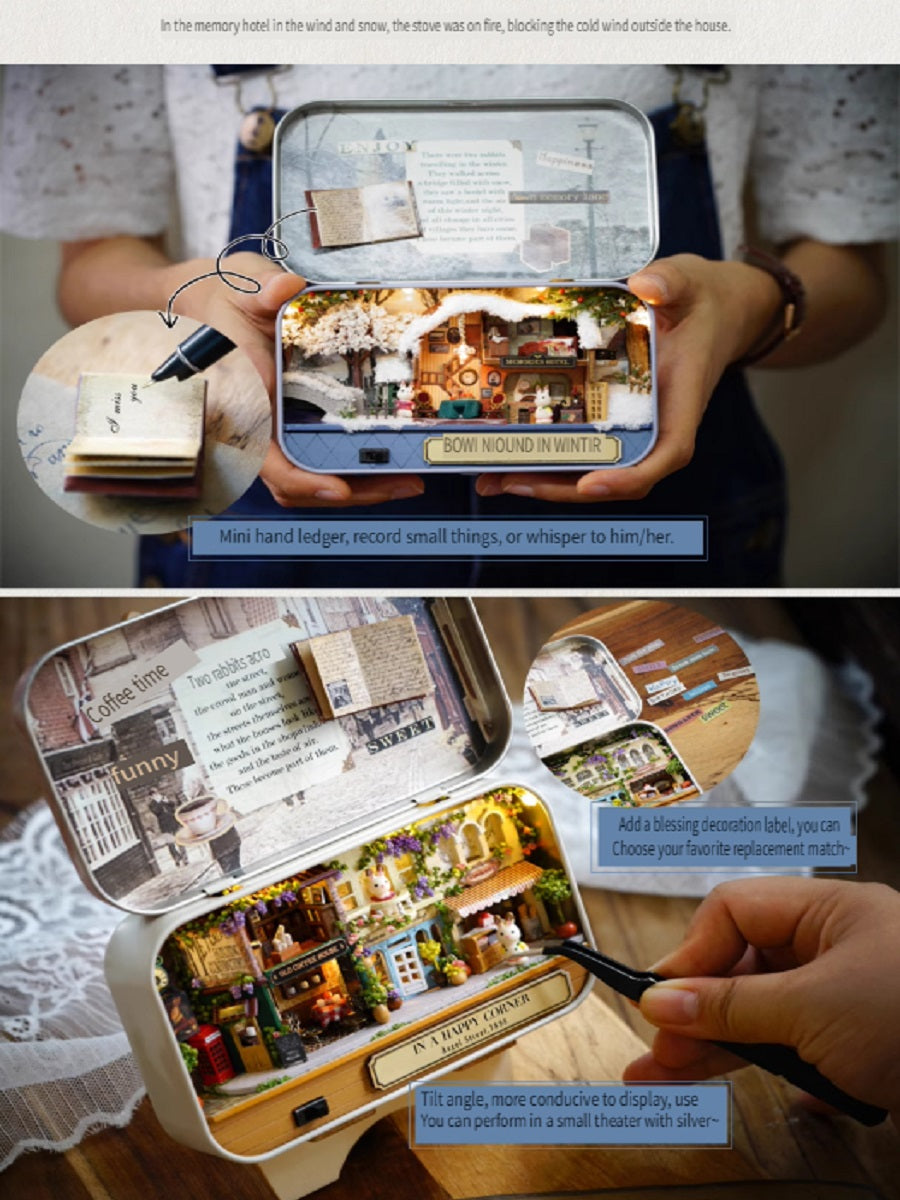 CUTE ROOM DIY box theater, hand-assembled model toys, including LED lights, brackets and dolls, gifts for children