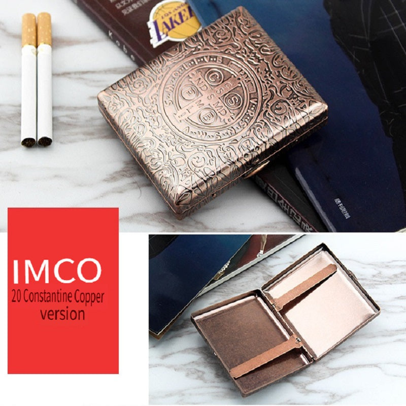 IMCO Austrian IMCO brass ultra-thin cigarette case, pack of 20, creative 6-sided engraving, gift collection