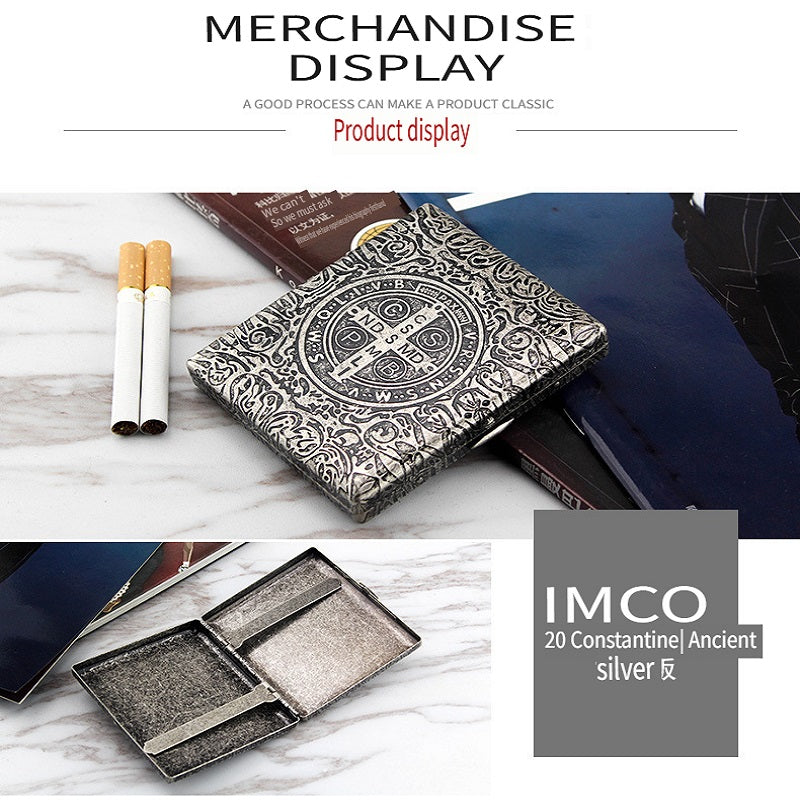 IMCO Austrian IMCO brass ultra-thin cigarette case, pack of 20, creative 6-sided engraving, gift collection