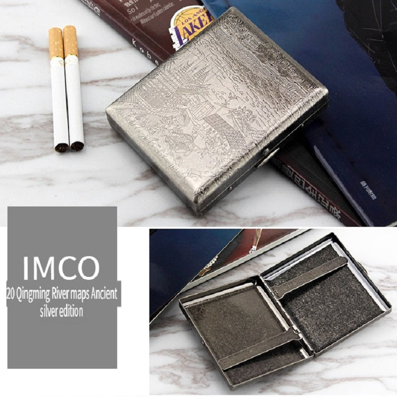 IMCO Austrian IMCO brass ultra-thin cigarette case, pack of 20, creative 6-sided engraving, gift collection