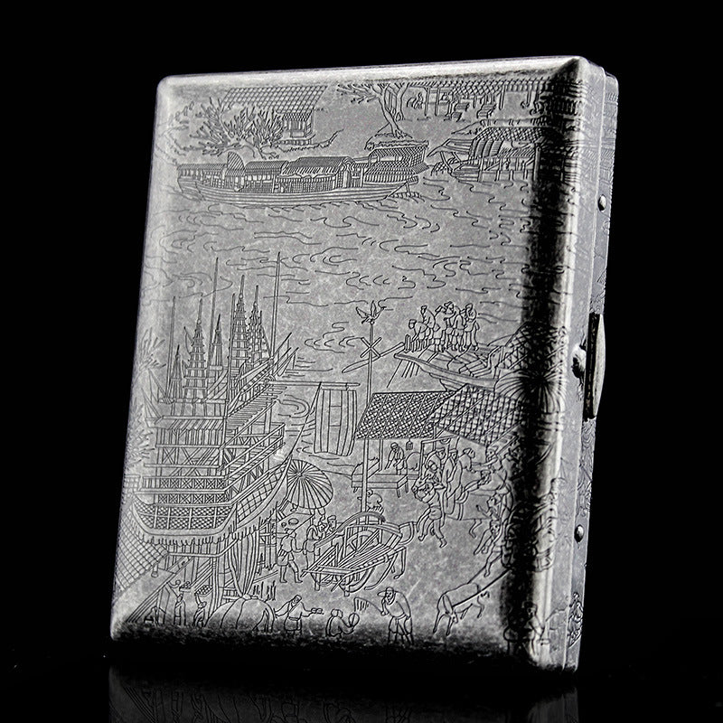 IMCO Austrian IMCO brass ultra-thin cigarette case, pack of 20, creative 6-sided engraving, gift collection