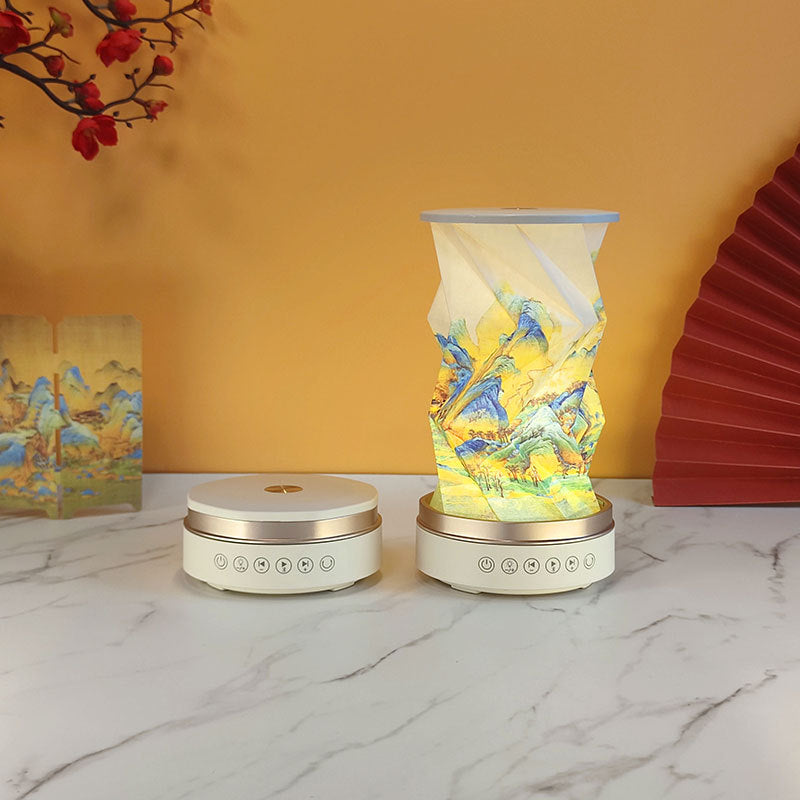 OBB LED folding night light, USB charging, rotating, with Bluetooth speaker, revolving lantern, cultural and creative gift