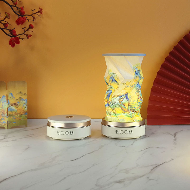 OBB LED folding night light, USB charging, rotating, with Bluetooth speaker, revolving lantern, cultural and creative gift