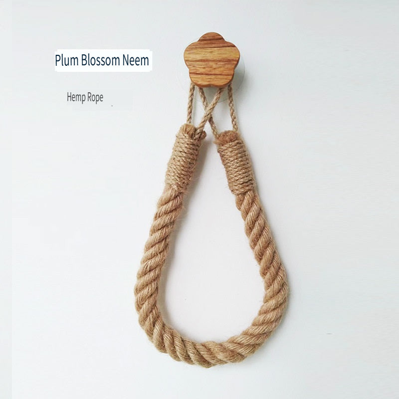 XMT Paper Roll Holder Made of Beech and Hemp Rope, Two Ways of Installation