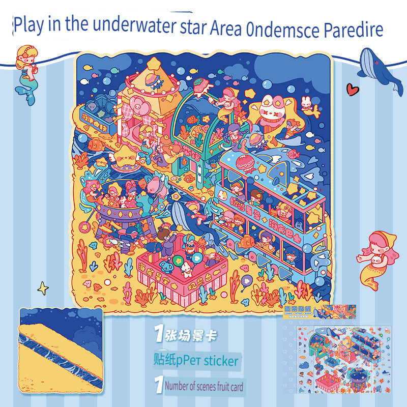 ERANC Three-layer 3D three-dimensional scene beautification stickers, large and miniature scene hand account stickers, a variety of styles