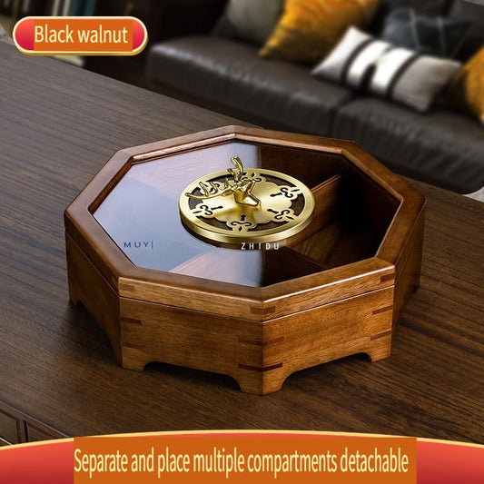 MYZD Black Walnut/Okoume Chinese Style Octagonal Dried Fruit Box