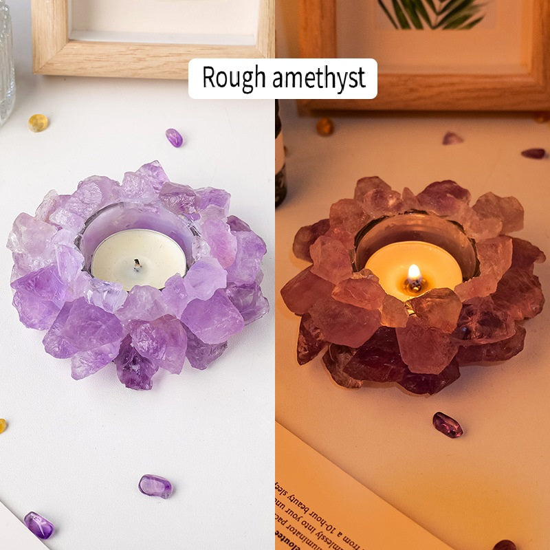 RYS Natural crystal rough stone candle holder, home decoration diffuser stone decoration
