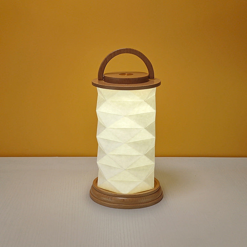 OBB Creative solid wood paper art atmosphere desk lamp, cultural and creative gift lamp, ornaments, touch dimming LED rechargeable night light