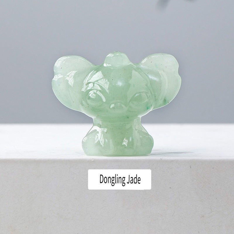 RYS Carved pieces of natural crystal gemstone Stitch, which can be used as ornaments or pendant gifts