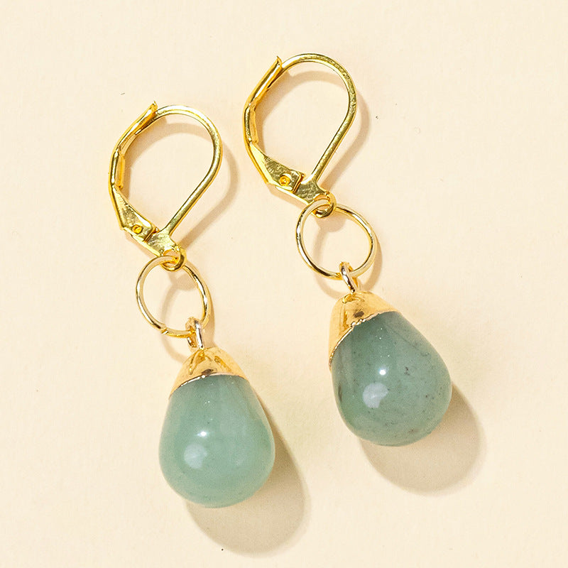 RYS Natural crystal jade rough stone drop earrings, French earrings