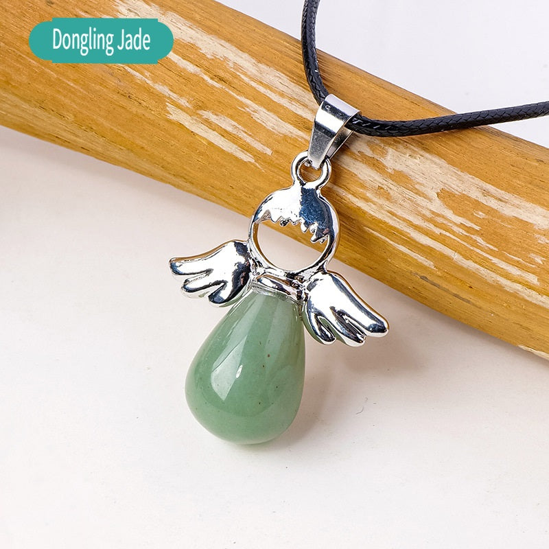 APENG Natural crystal gemstone drop angel Pendant
