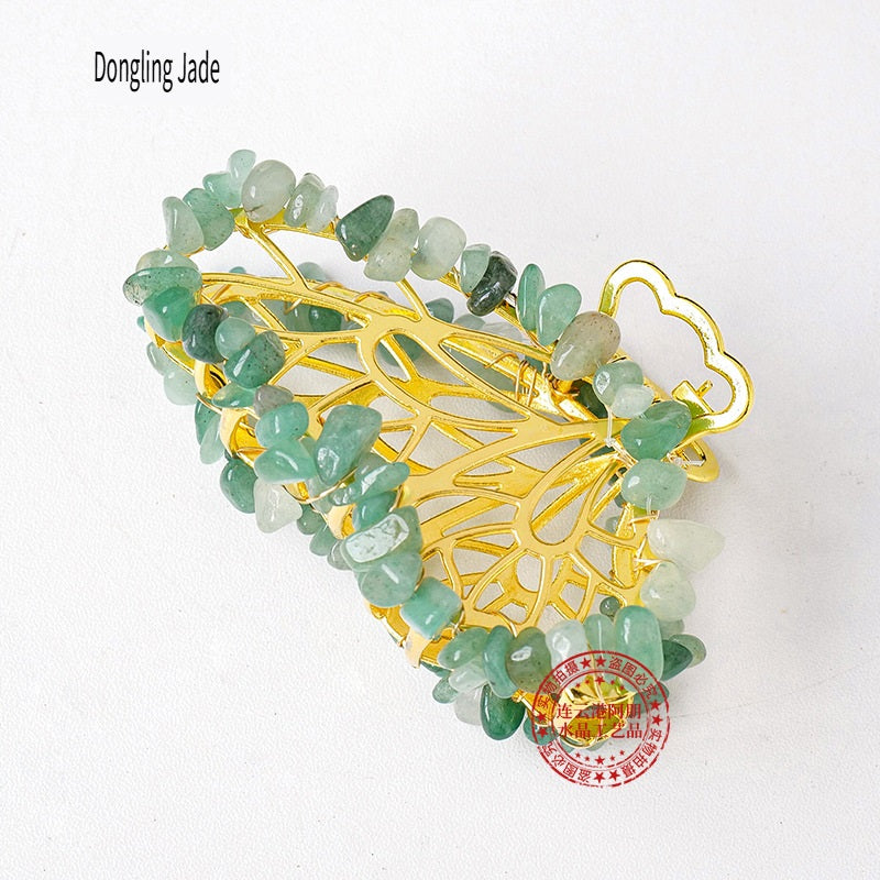 APENG Natural crystal gemstone gravel alloy butterfly hairpin