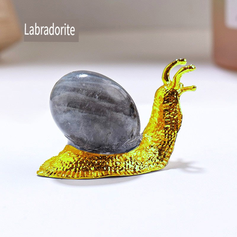 RYS Natural crystal rolling stone snail decoration, home office decoration decoration