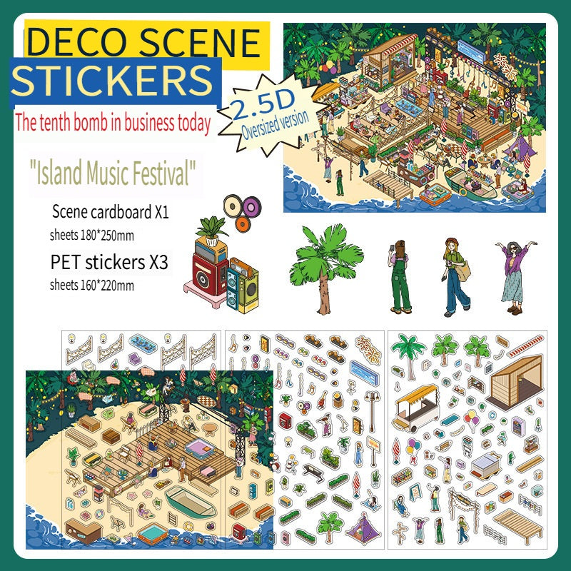 RetroStory Infeel.Me 2.5D background decoration stickers, diy landscaping stickers