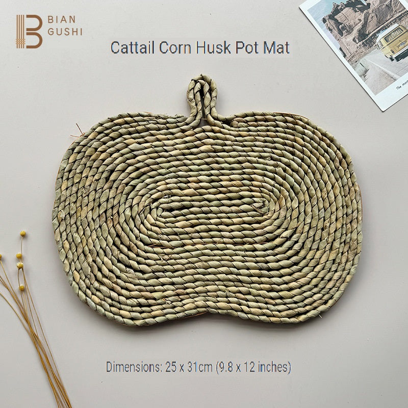 BGS Nordic pastoral style cattail corn fur hand-woven pot mat insulation pad