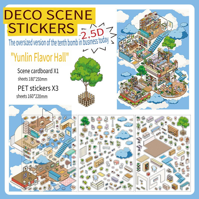 RetroStory Infeel.Me 2.5D background decoration stickers, diy landscaping stickers