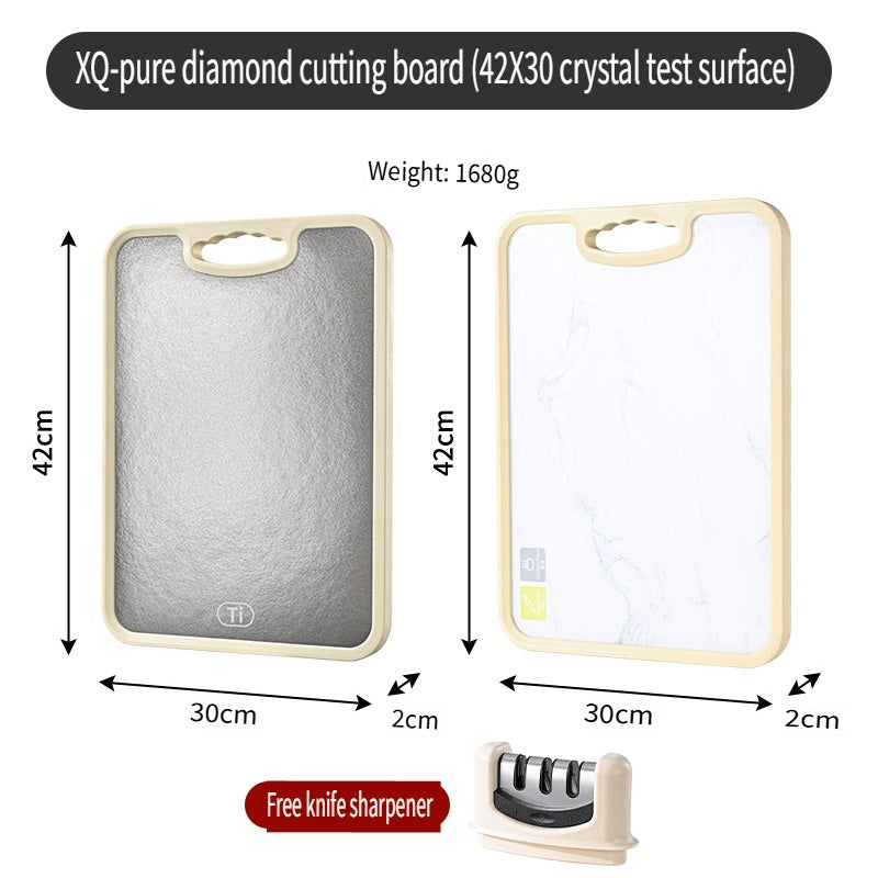 HOMGED Pure titanium antibacterial, raw and cooked slitting double-sided cutting board, household mildew-proof cutting board。A knife sharpener will be given for ordering.