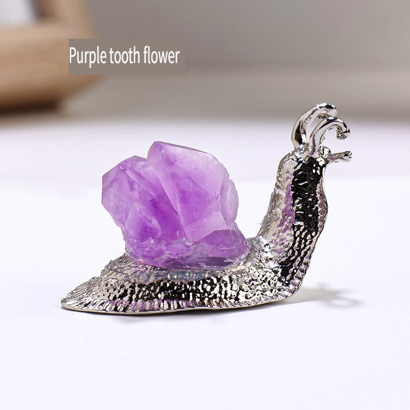 RYS Natural crystal rolling stone snail decoration, home office decoration decoration