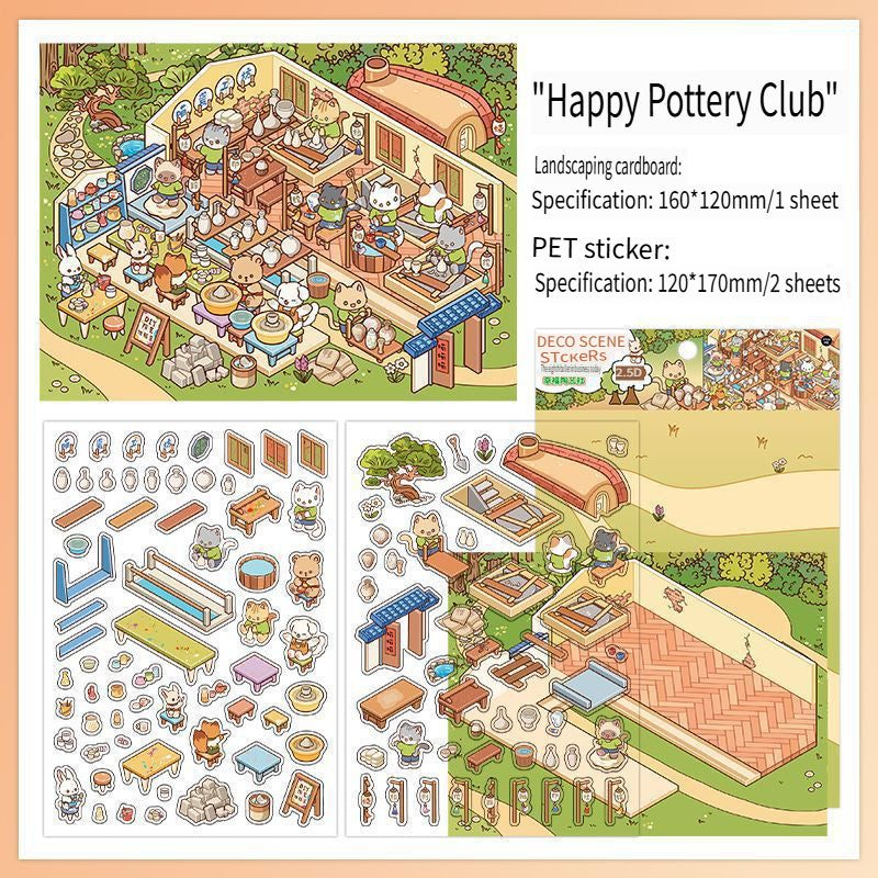 RetroStory Infeel.Me 2.5D background decoration stickers, diy landscaping stickers