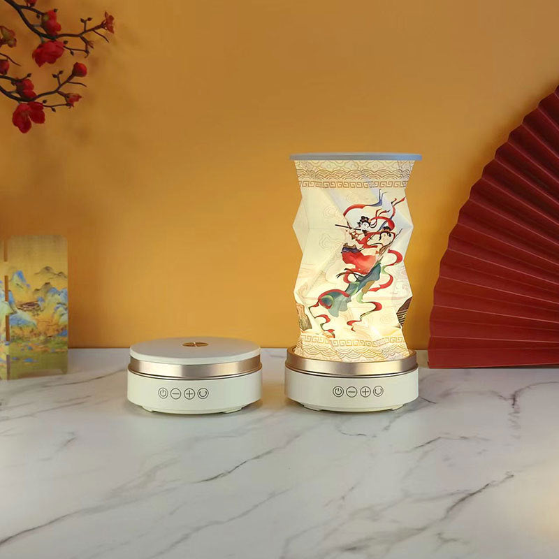 OBB LED folding night light, USB charging, rotating, with Bluetooth speaker, revolving lantern, cultural and creative gift