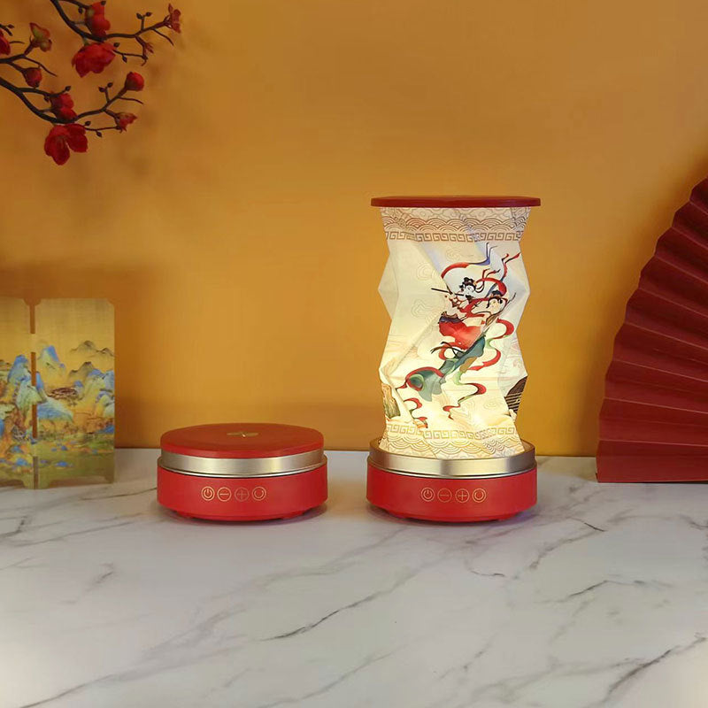 OBB LED folding night light, USB charging, rotating, with Bluetooth speaker, revolving lantern, cultural and creative gift