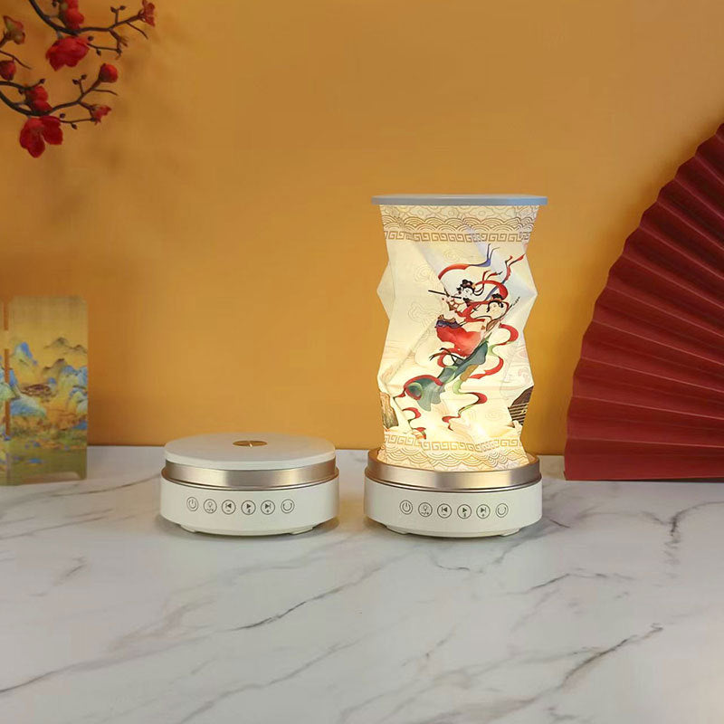 OBB LED folding night light, USB charging, rotating, with Bluetooth speaker, revolving lantern, cultural and creative gift