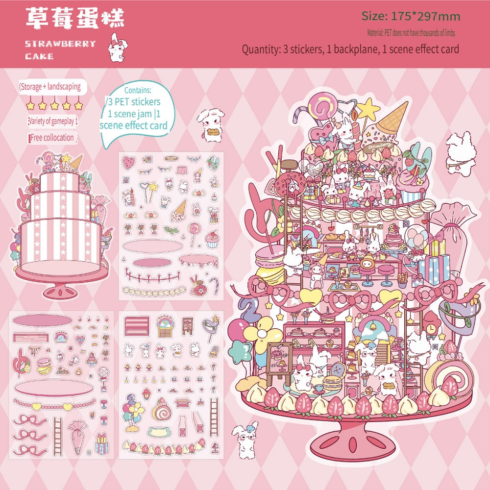 RetroStory Cartoon 3d three-dimensional large-size scene stickers, diy children's handmade decoration creative hand account landscaping stickers