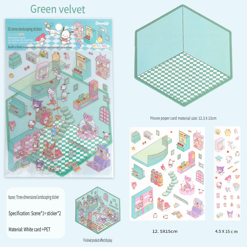 ERANC Three-dimensional cartoon  miniature scene stickers, collage landscaping stickers, hand account materials, diy stickers