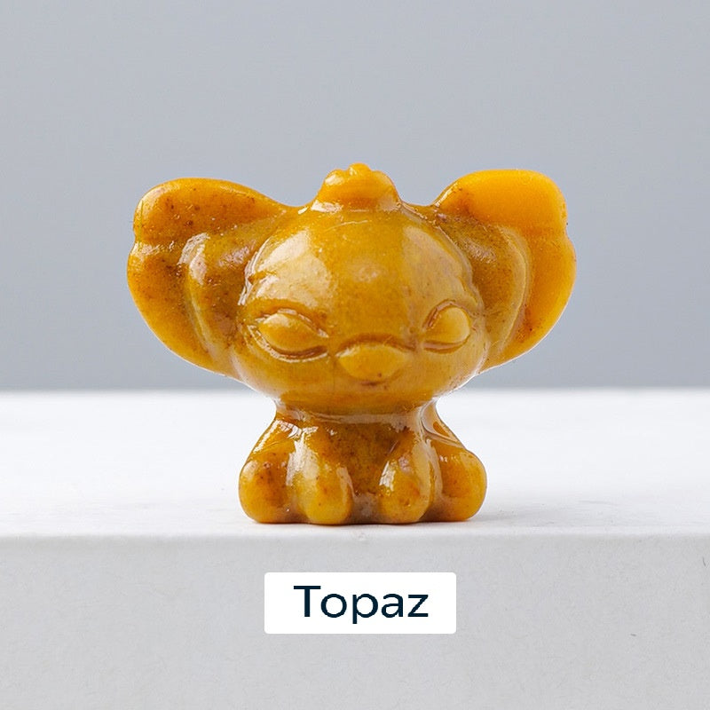 RYS Carved pieces of natural crystal gemstone Stitch, which can be used as ornaments or pendant gifts