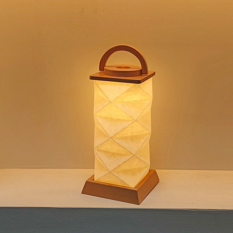 OBB Creative solid wood paper art atmosphere desk lamp, cultural and creative gift lamp, ornaments, touch dimming LED rechargeable night light