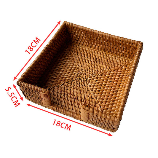 BGS Japanese pastoral style autumn ivy rattan tissue box, living room, desktop simple storage box，2 pieces