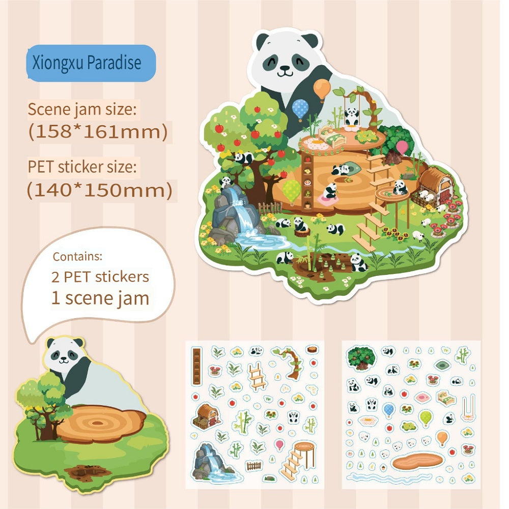 RetroStory Cartoon 3d three-dimensional large-size scene stickers, diy children's handmade decoration creative hand account landscaping stickers